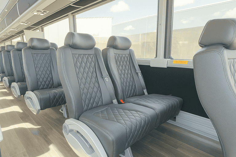 interior of Spokane Minibus Company charter bus